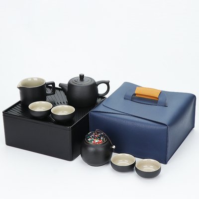 Дорожній набір посуду "Японське ремесло" для чайної церемонії та медитації з чорної кераміки, Китай id_9359 фото